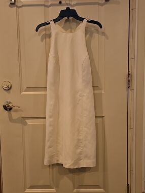 Cream Halter Midi Dress - Minimalist Women's Day-to-Evening Style
